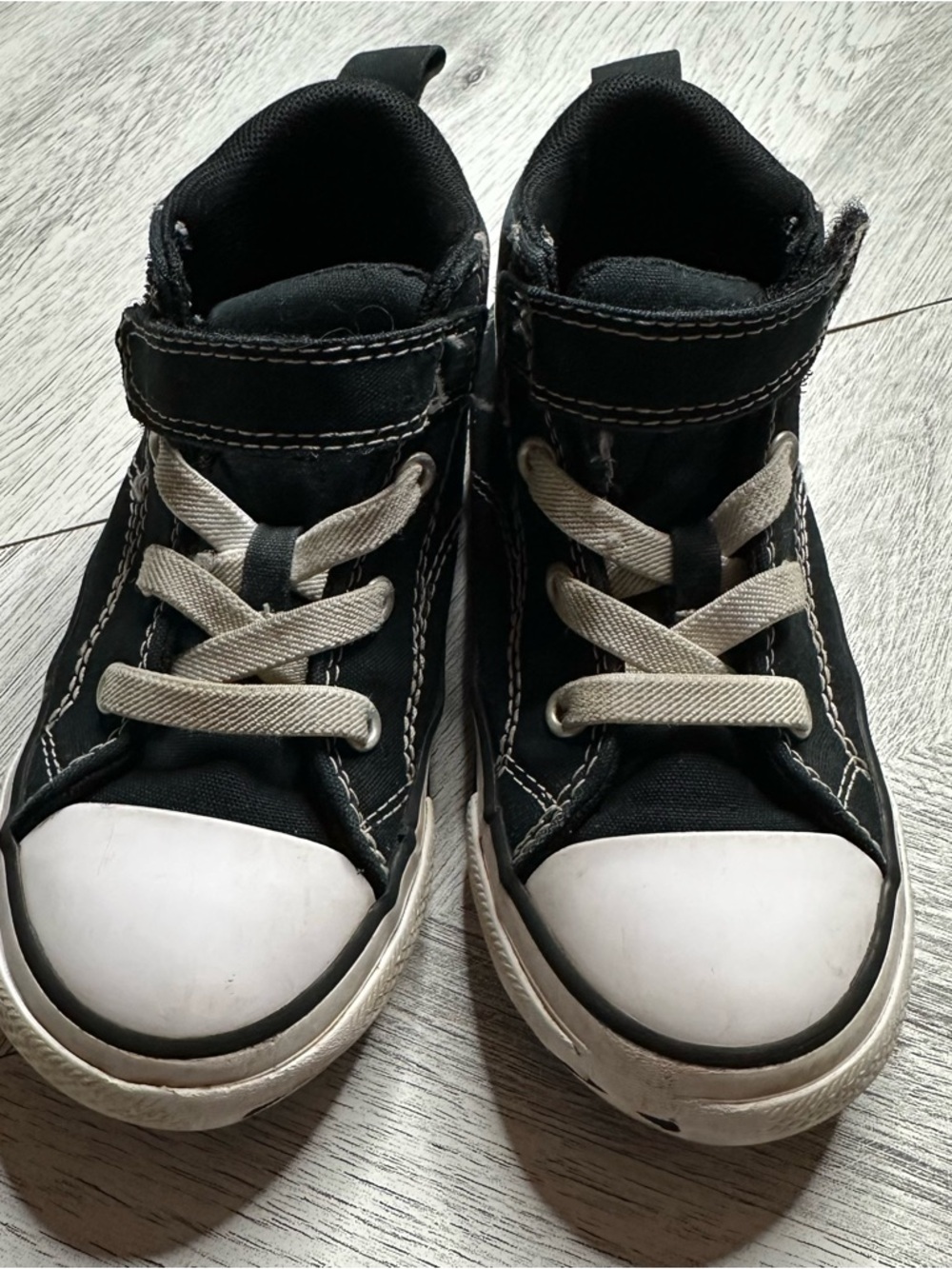 Converse Kids Black High-Top Sneakers with White Toe Cap